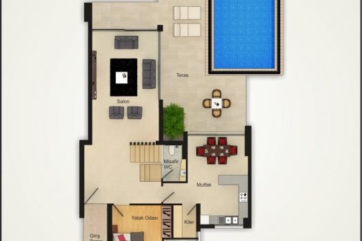 Продается вилла 4 + 1 в районе Чаталкёй. УМНЫЙ ДОМ